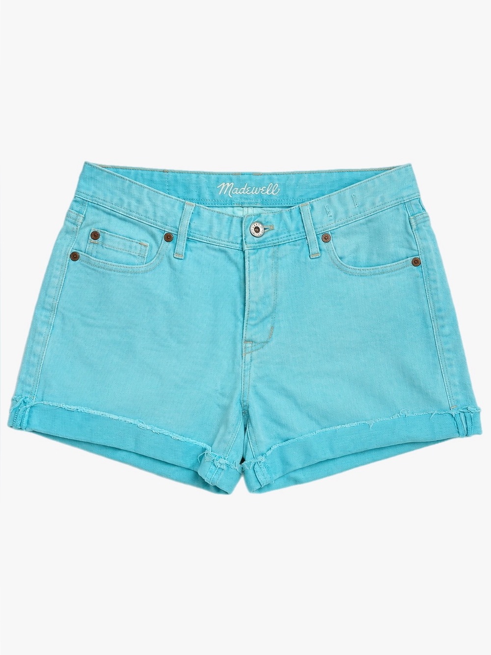 Madewell Women’s Size 26 Aqua Denim Cutoff Cuffed Shorts Summer Casual